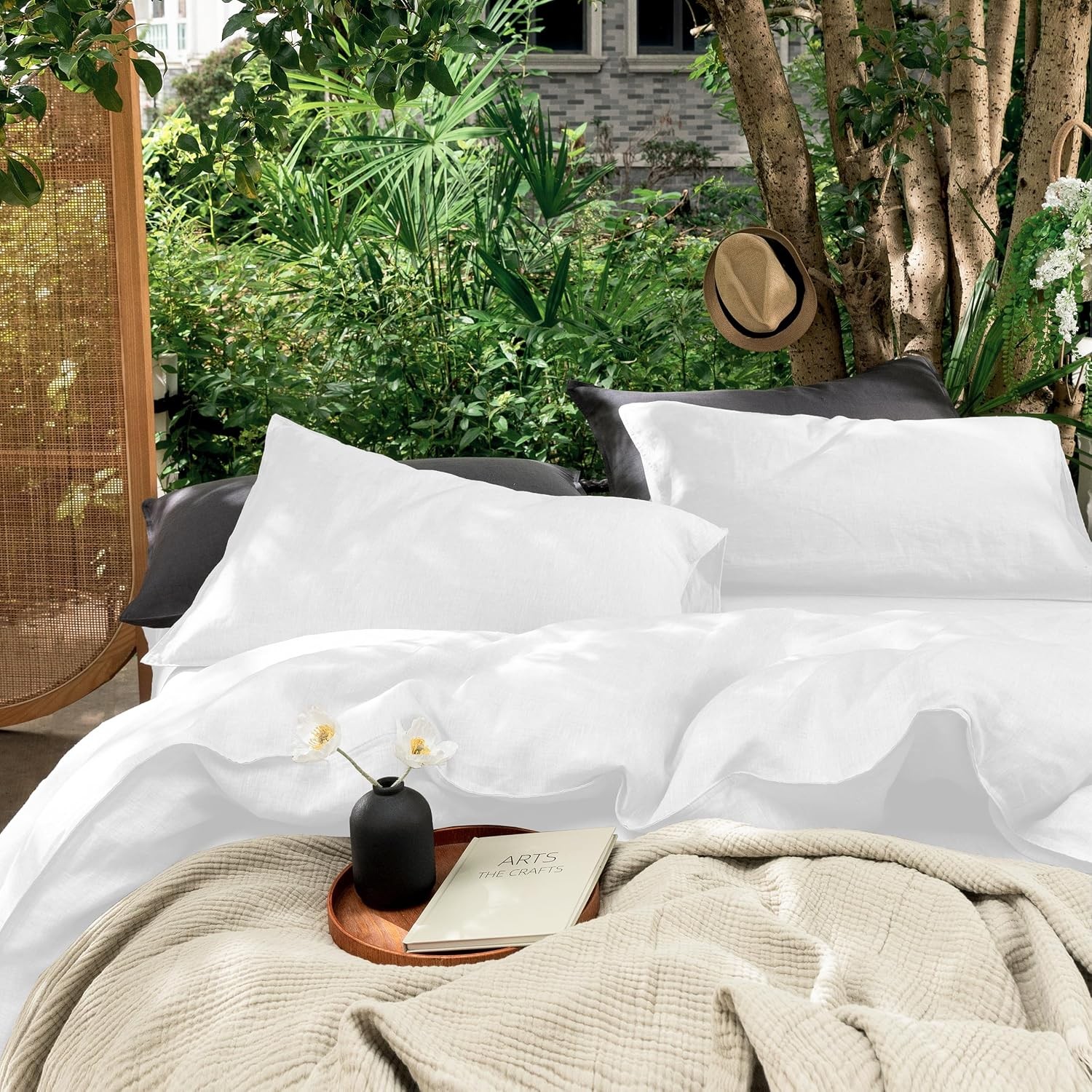 Linen Pillowcases – Linen Blend Cotton Pillow Cases Breathable Washed Flax