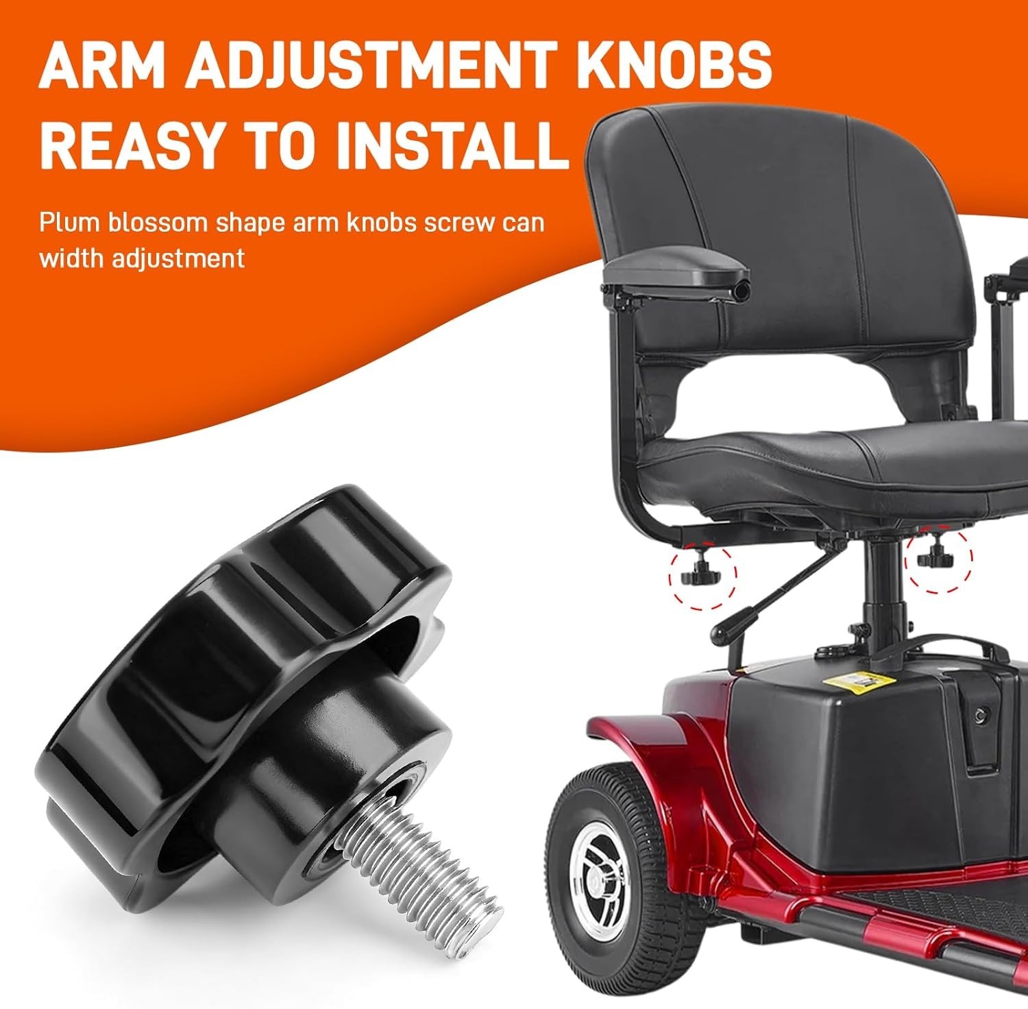Lightweight Replacement Arm Adjustment Knobs for Mobility Scooter Comfort