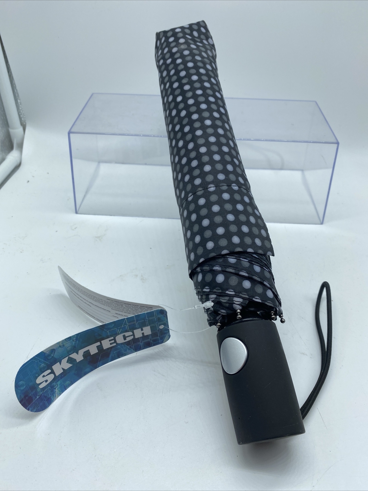 Black White Polka Dot SkyTech FOLDING UMBRELLA RT-852 RAINTECH Automatic Mini
