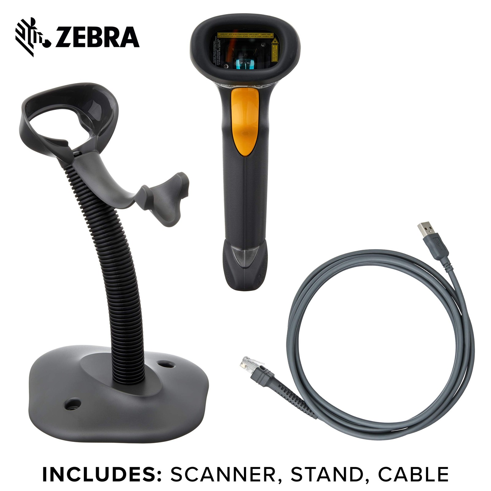 Symbol Motorola LS2208 Handheld 1D Laser Barcode Scanner with Stand+USB Cable