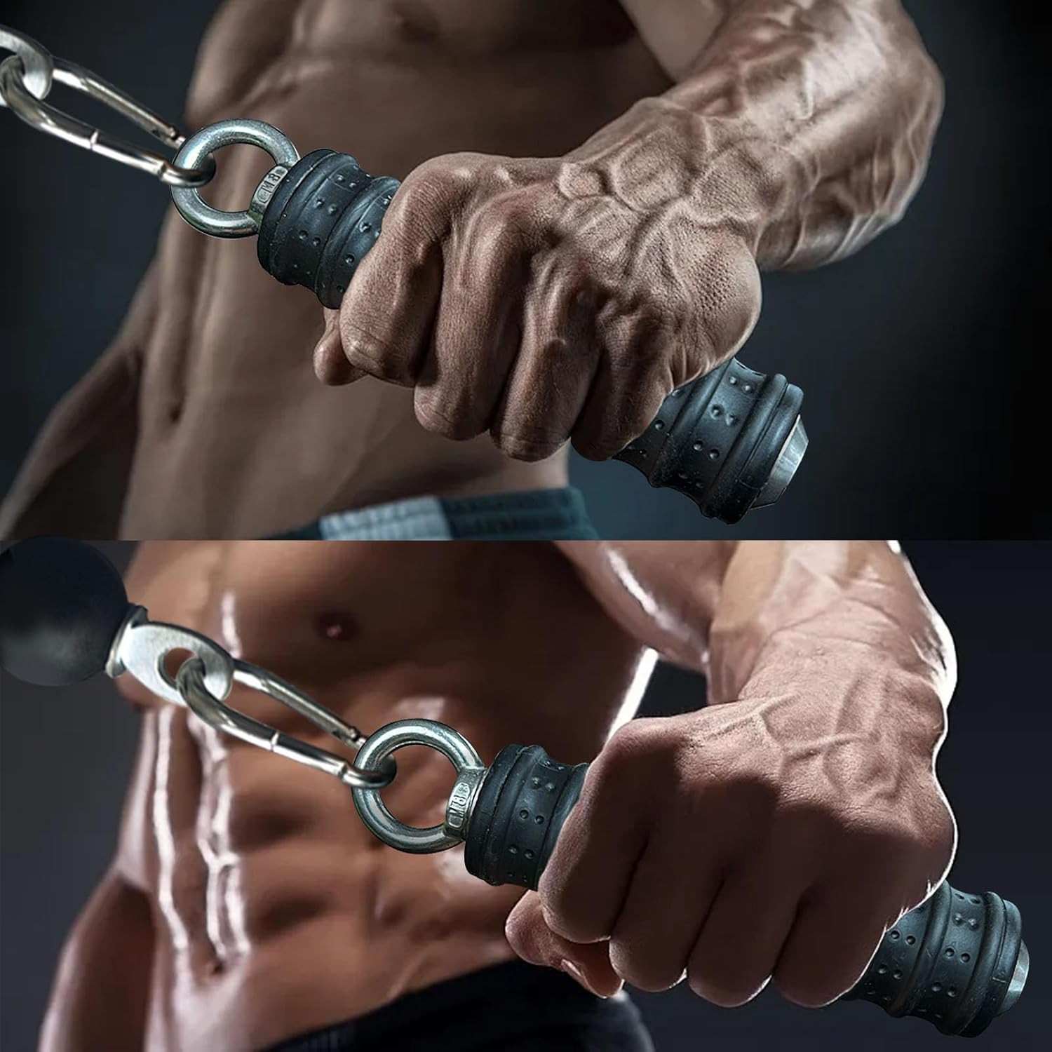 Ergonomic Tricep Rope Pulldown Attachments, Upgraded 27 32 40 & 47 Inch Extra Lo