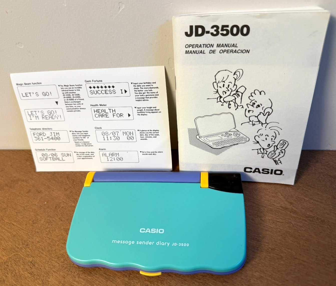 F/S! Working Casio JD-3500 Message Sender Diary Portable Planner & Manual