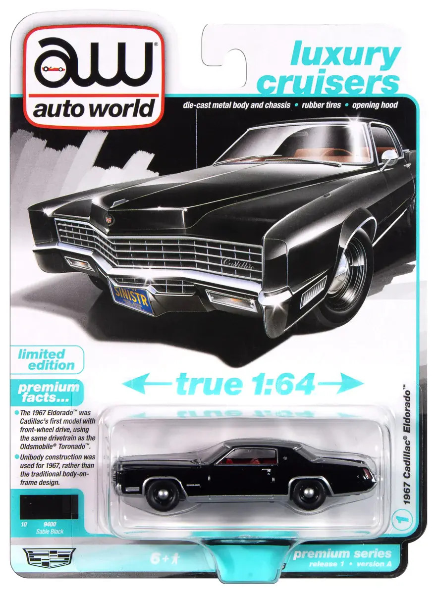 AWSP185A Auto World 1967 Cadillac Eldorado (Sable Black) 1:64 Diecast