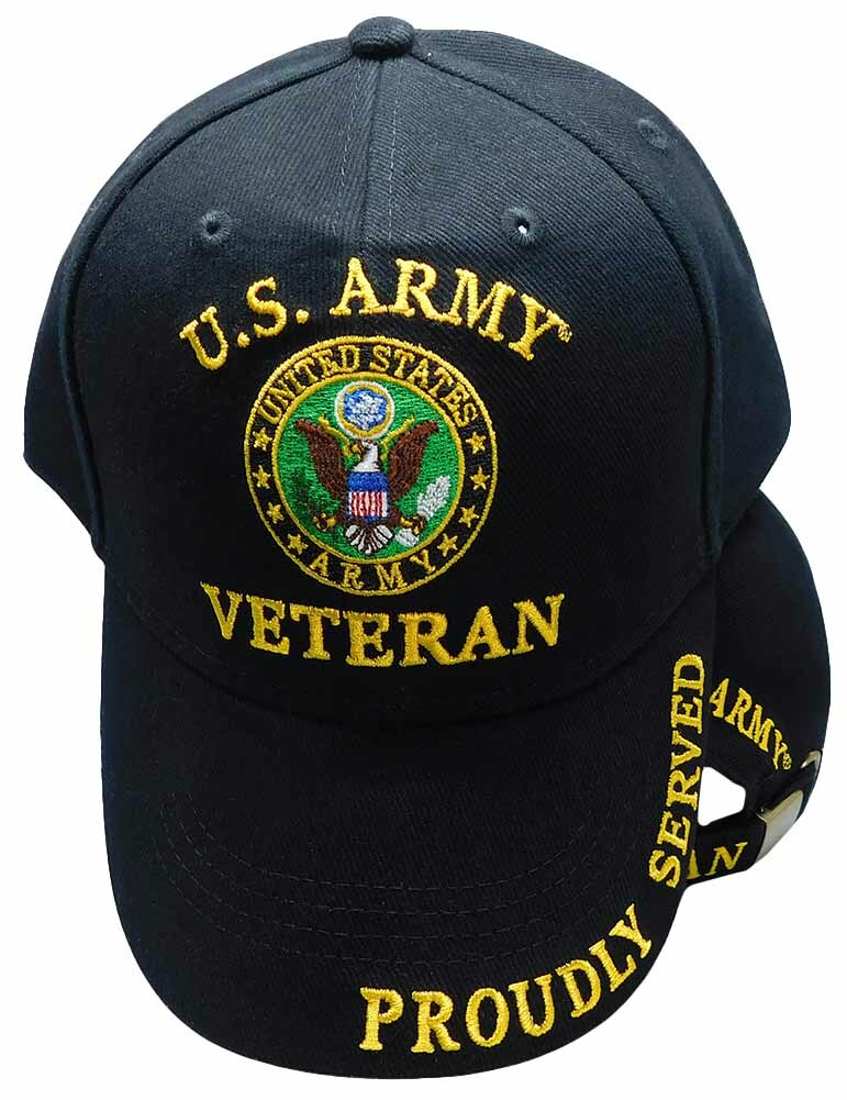 U.S. Army Veteran Proudly Served Black Adjustable Embroidered Cap Hat LICENSED