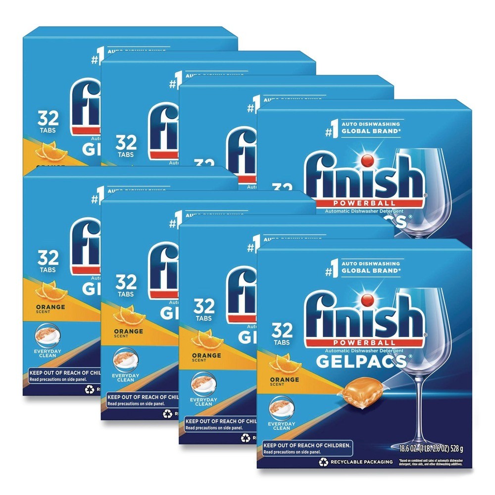 FINISH 81053CT Box of 32 Dish Detergent Gelpacs - Orange Scent (8/CT) New