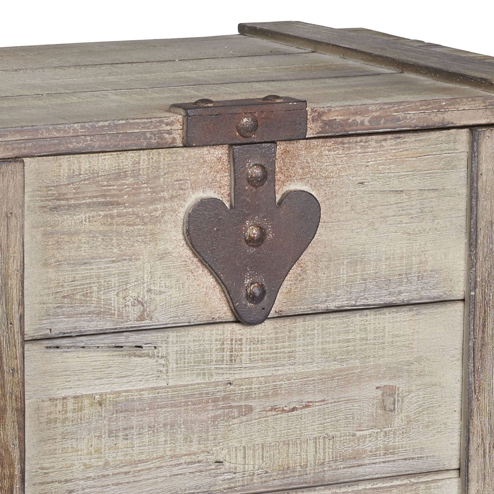 Household Essentials White Washed Rustic Decorative Wooden Trunk Medium 9537-1