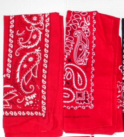 Lot of 2 RED Cotton Sport Biker Bandana Handkerchief PAISLEY