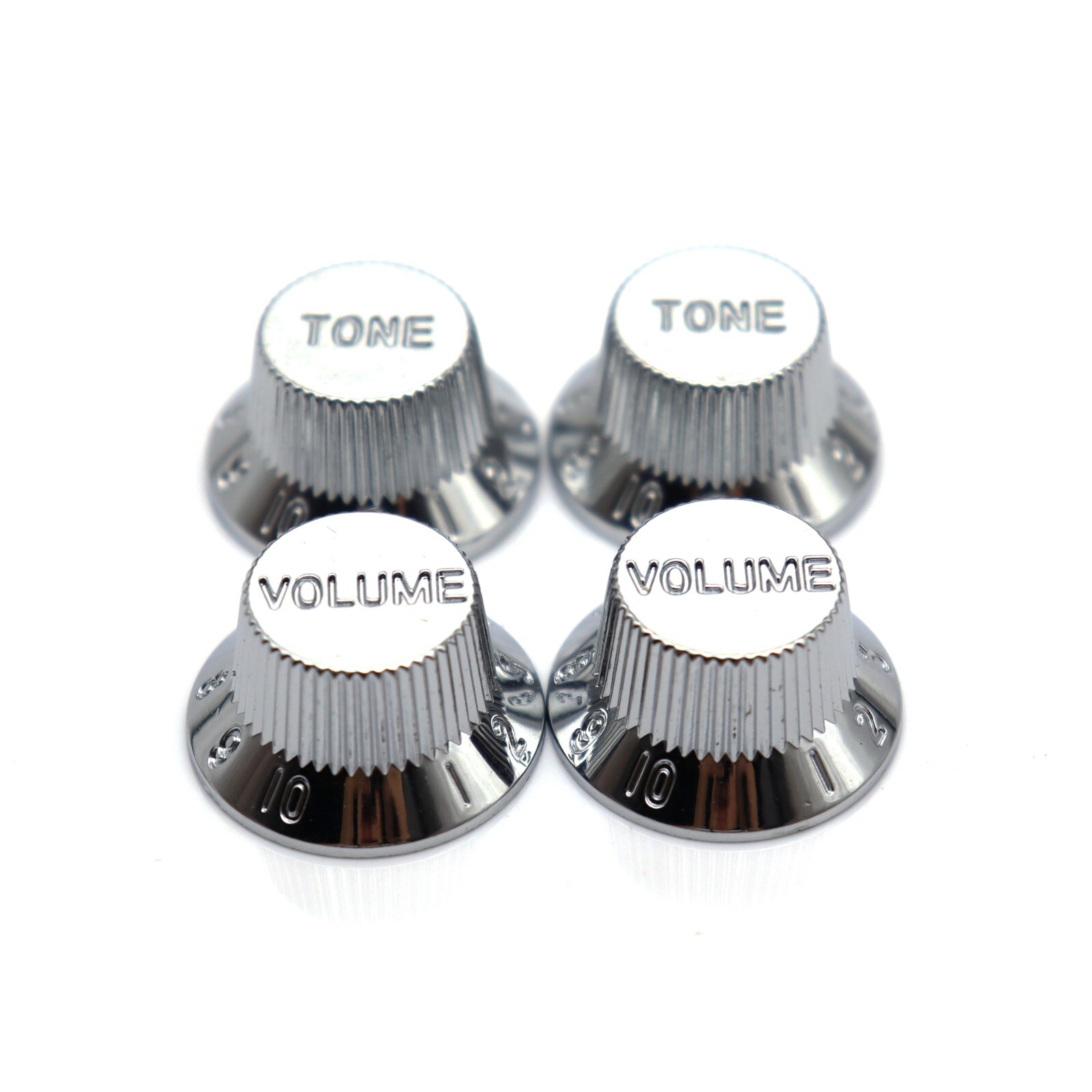 Top Hat Guitar Control Knobs 2Tone 1Volume for FD Strat Electric Guitar silver