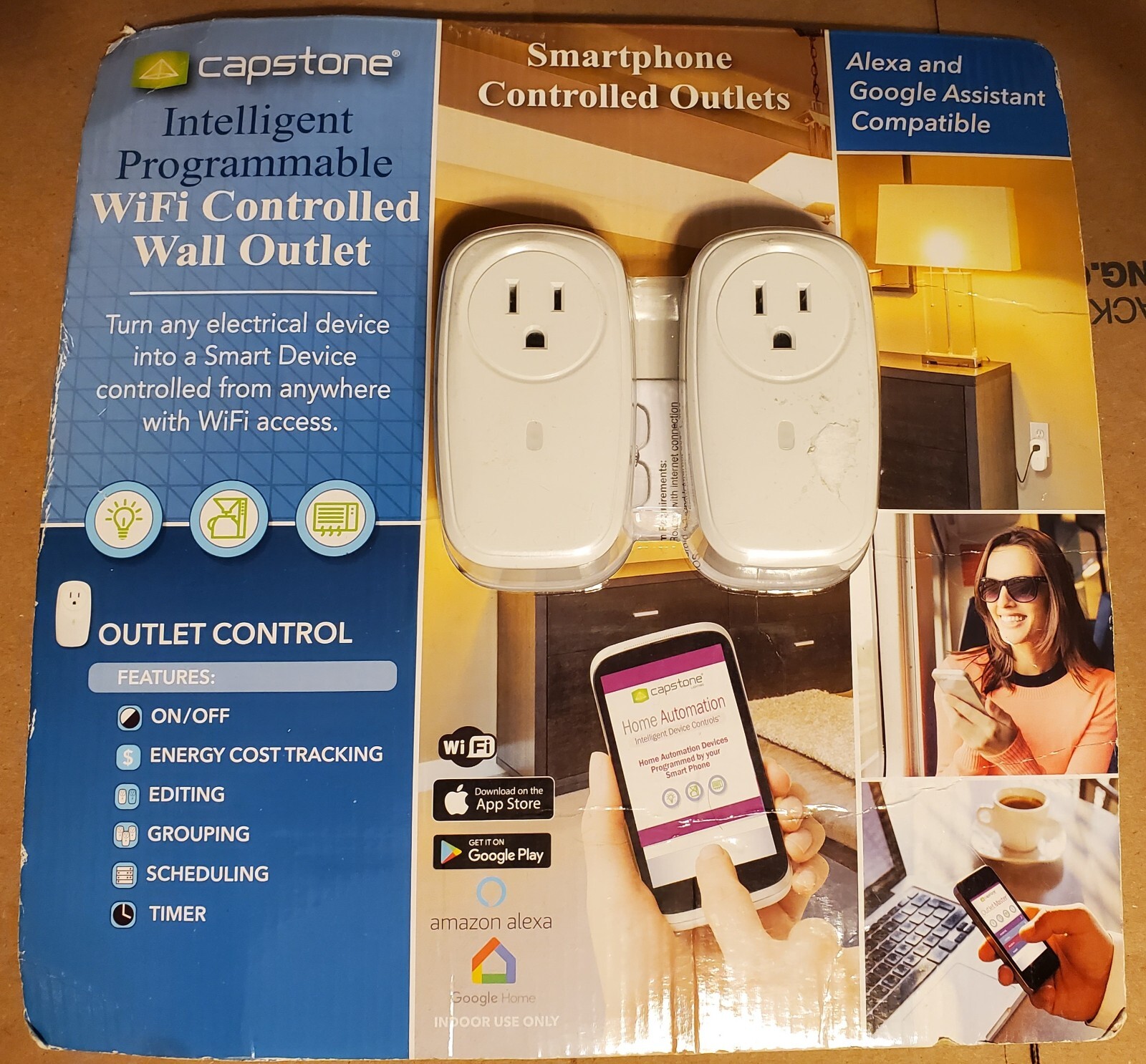 2 Capstone Intelligent Programmable WiFi Controlled Wall Outlet Alexa Compatible