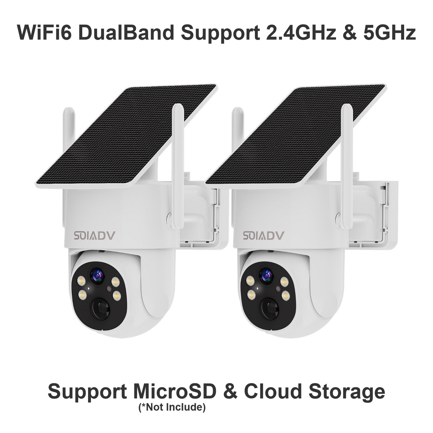 DualBand Wireless Security System Solar Battery Powered Camera PTZ Outdoor 2PACK