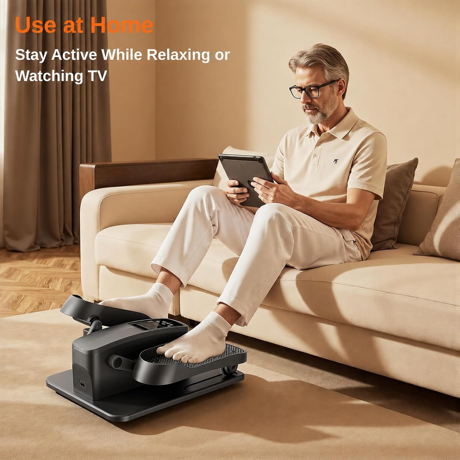 Under Desk Elliptical Exercise Machine, Quiet Seated Pedal Exerciser for Senior,