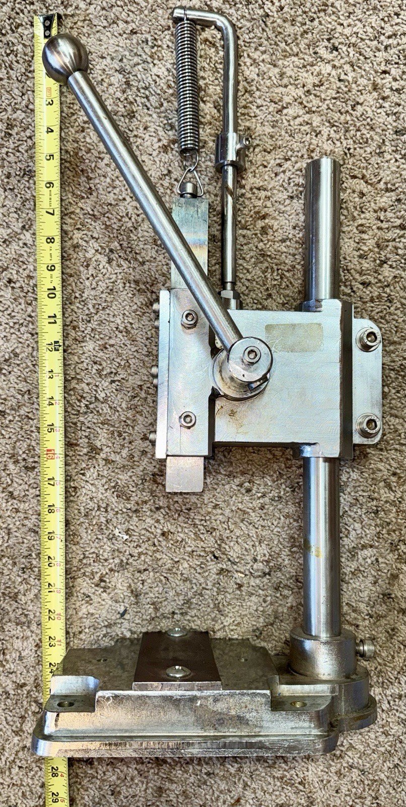 Solid Stainless Steel Arbor Press w Retract Spring