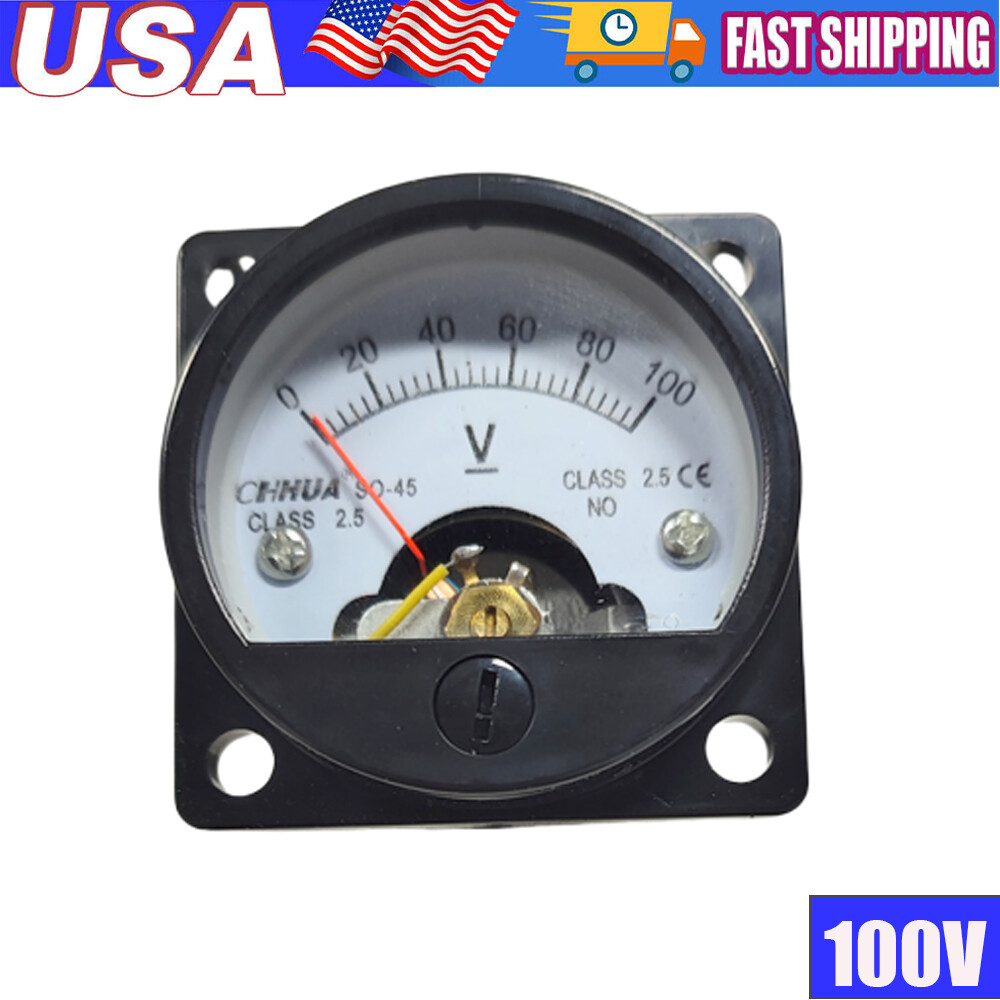 DC 0-100V Analog Voltmeter Analogue Voltage Panel Meter SO45 Directly Connect