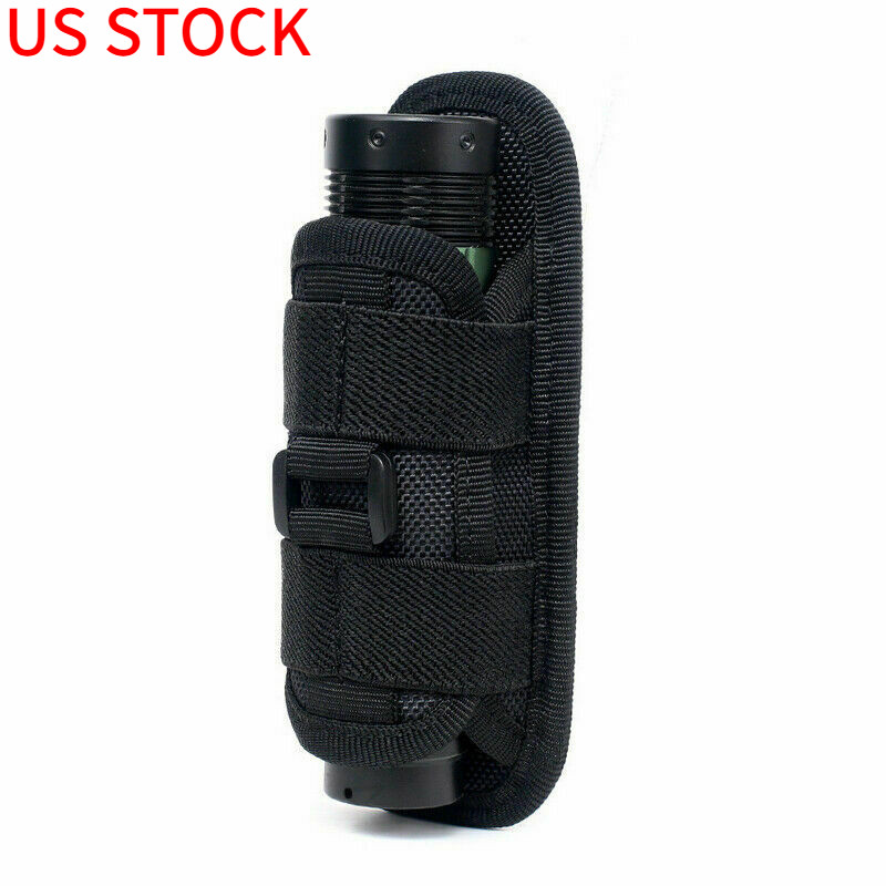 US Tactical Flashlight Pouch Holster 360 Degree Rotatable Clip Torch Bag Holder