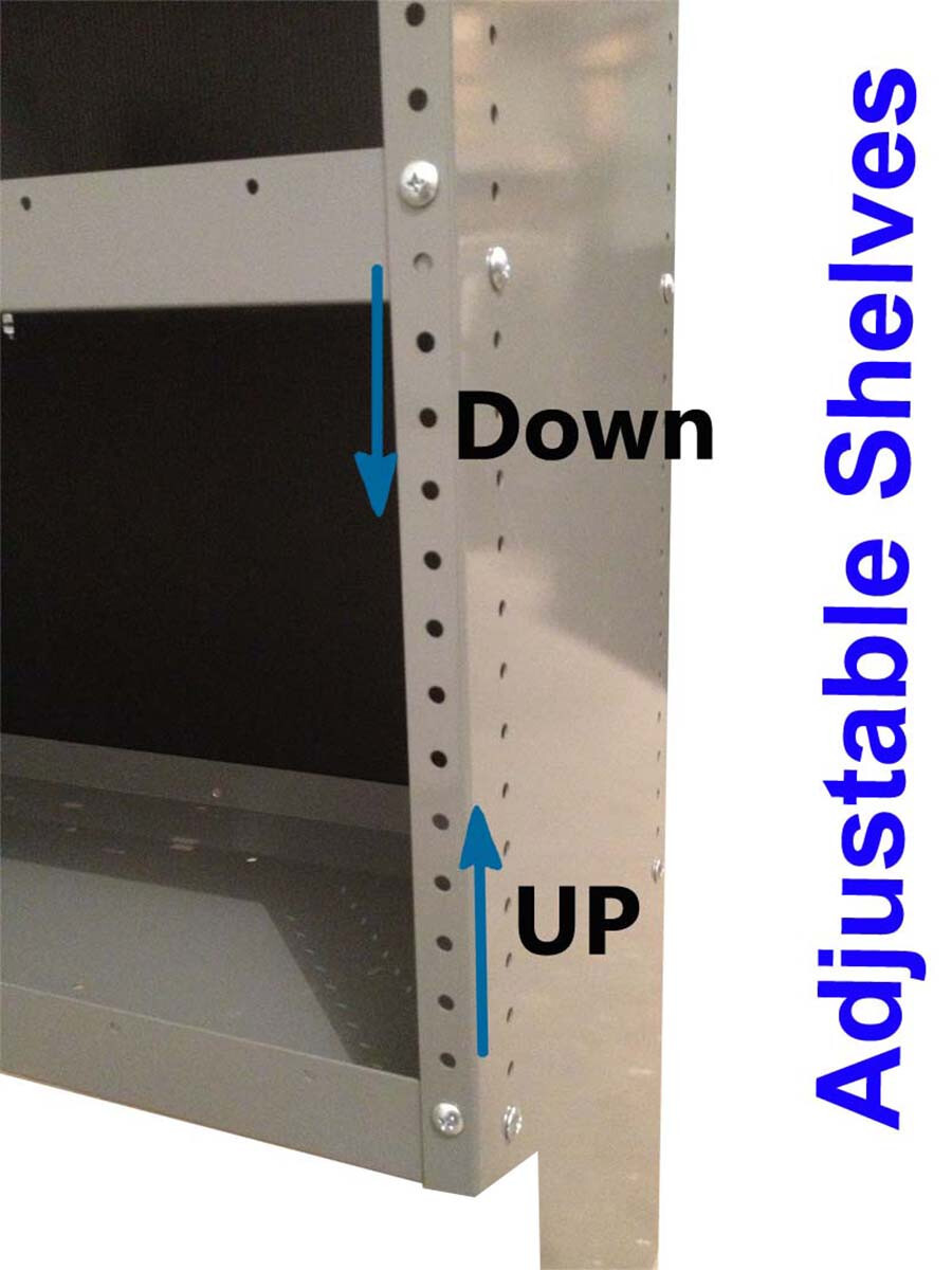 Van Shelving with Door Space Saver LOW ROOF Ford Transit 44"H x 45"L x 13"D