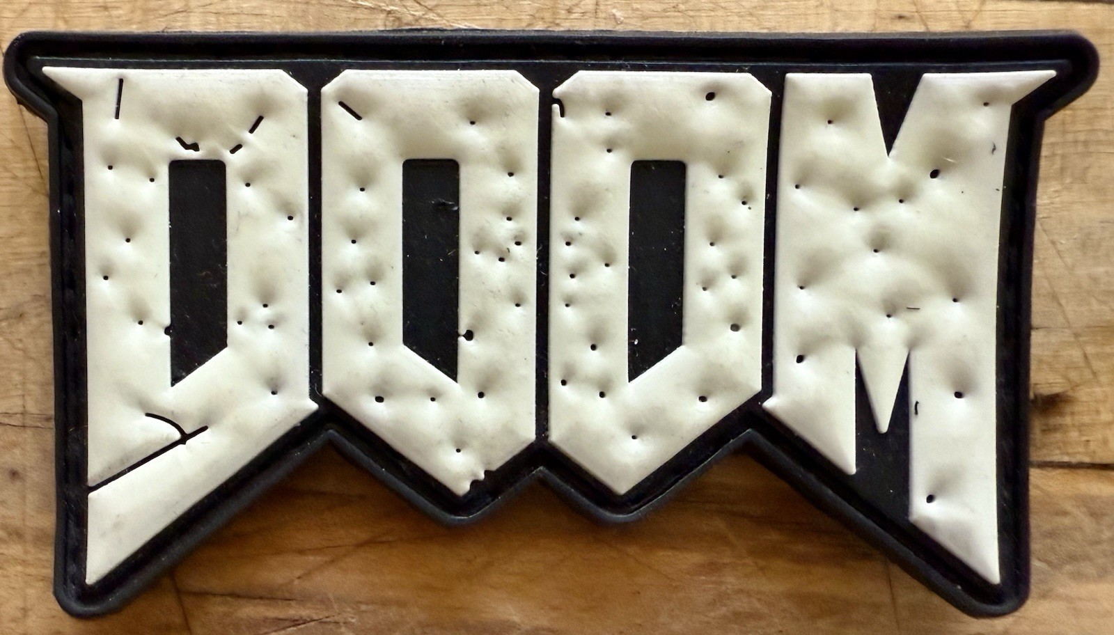 “Doom” Logo Layered PVC Patch White Variant