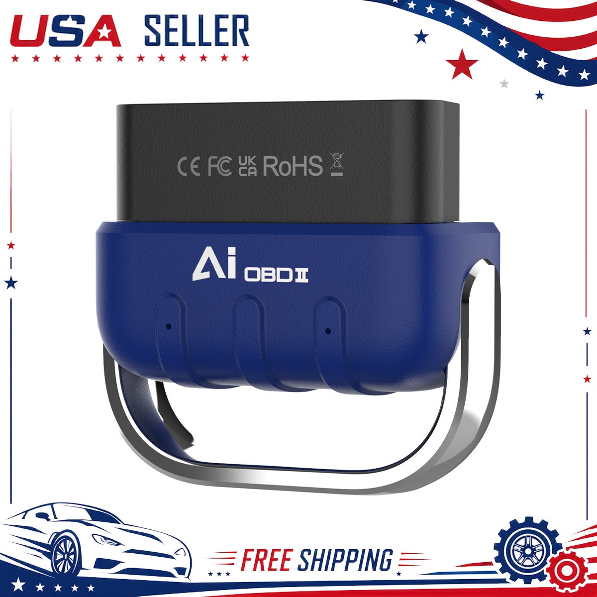 OBD2 Scanner Bluetooth 5.4 AI Repair Guides for iOS Android Wireless Car Tool