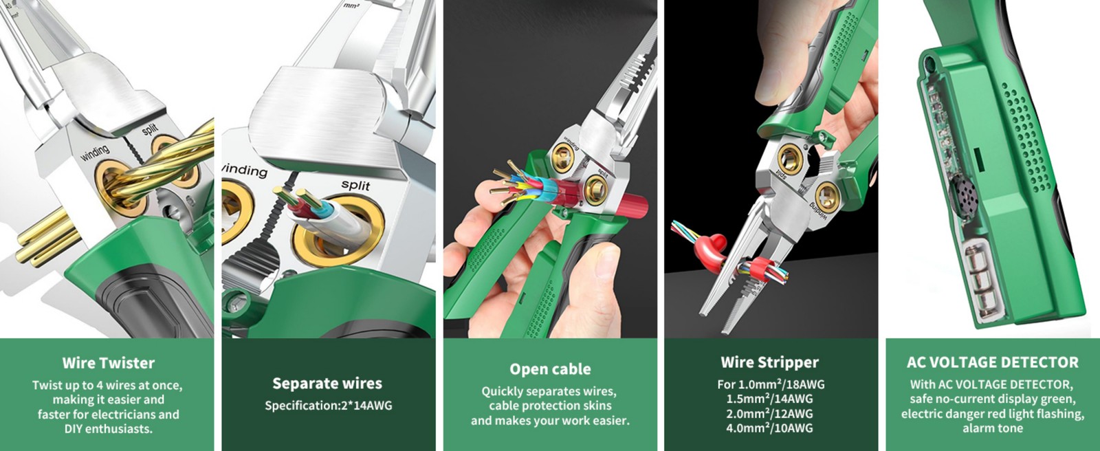 8 In 1 Wire Twister Stripper for Cutting Pulling Wires, Scissors Cable Voltage