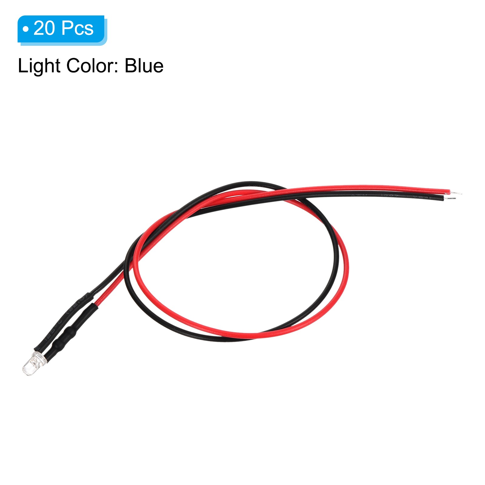 3mm LED Diode Light, 20 Pcs 24V DC, Blue Light