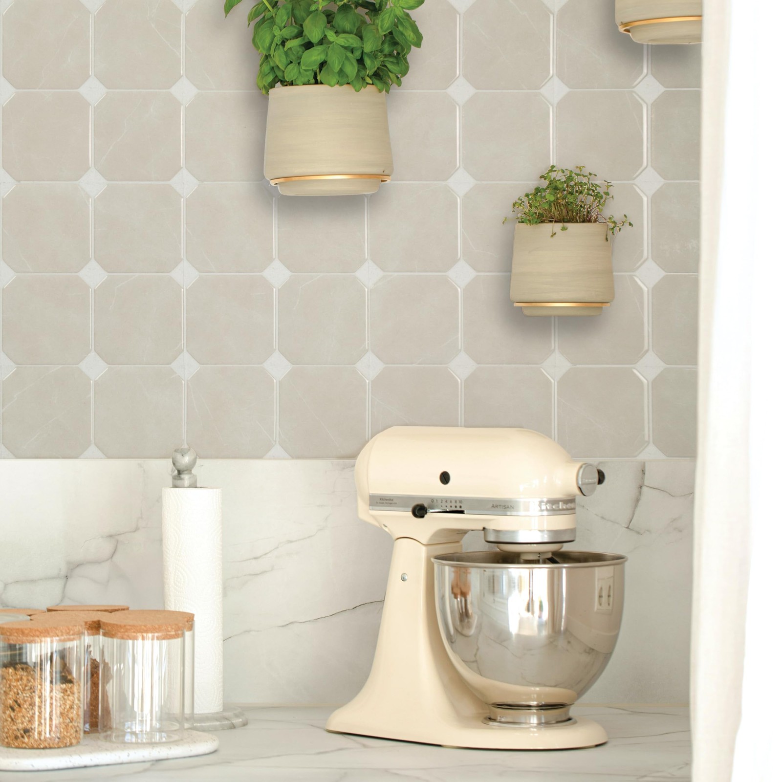 SMART TILES Peel and Stick Backsplash 5 Sheets Betera Beige 3D Wall Tile Kitchen