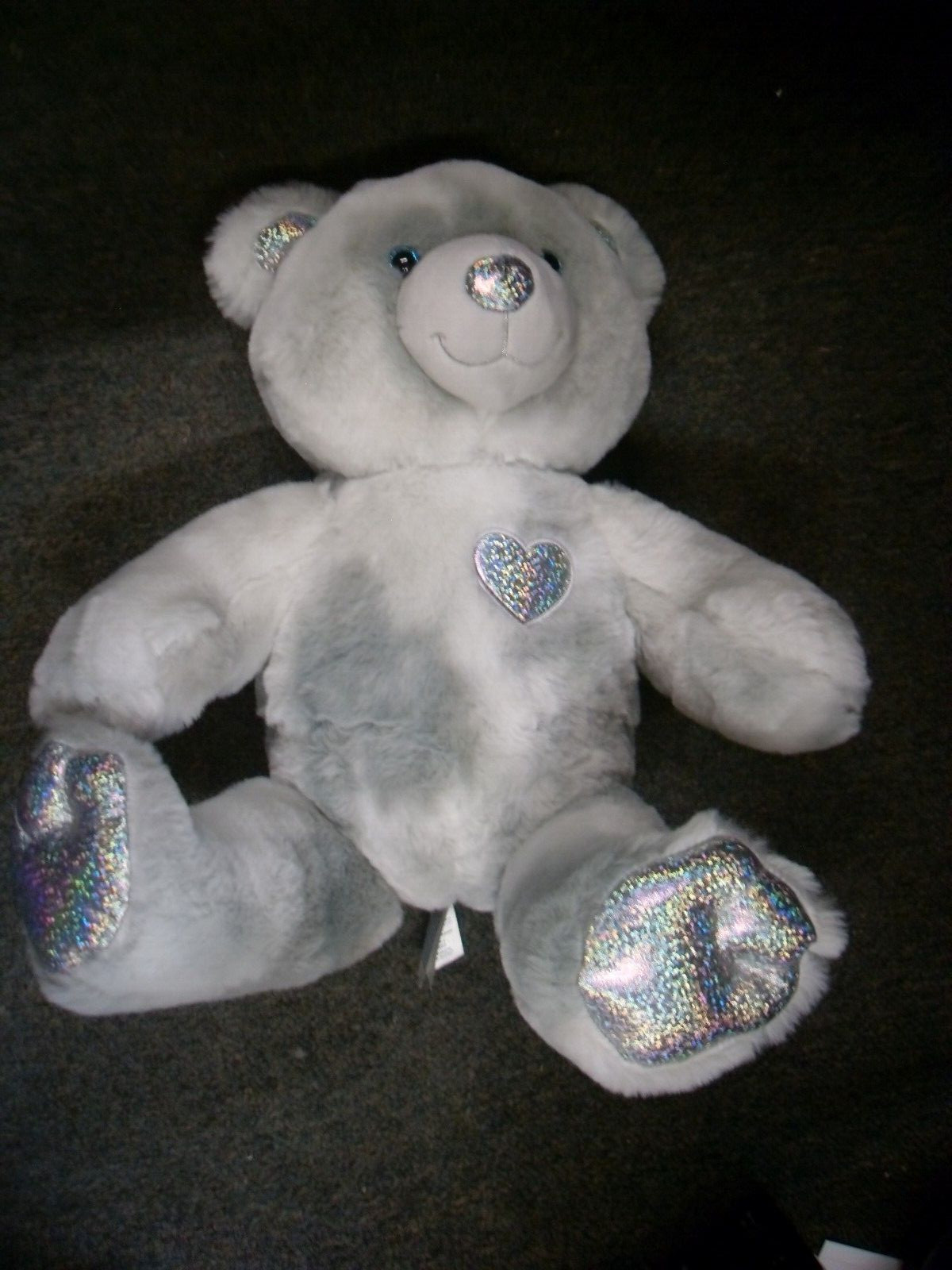 Build A Bear Light Up White Silver Heart Glows Changes Color BAB BND