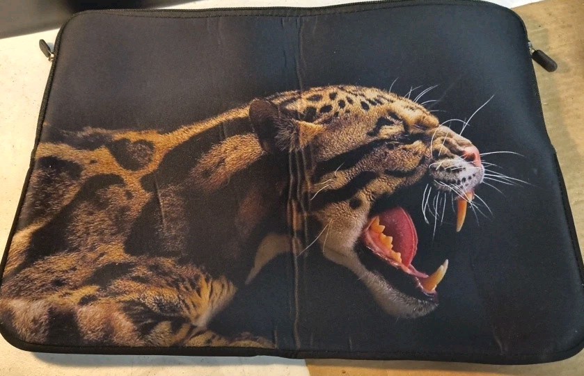 16" X 11" Laptop Sleeve, Leopard Wildlife Silhouette Design On Both Sides