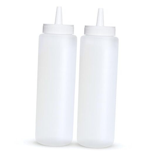 Condiment Squeeze Bottles, CLEAR 8 OZ Empty Squirt Bottle with Wide Neck -
