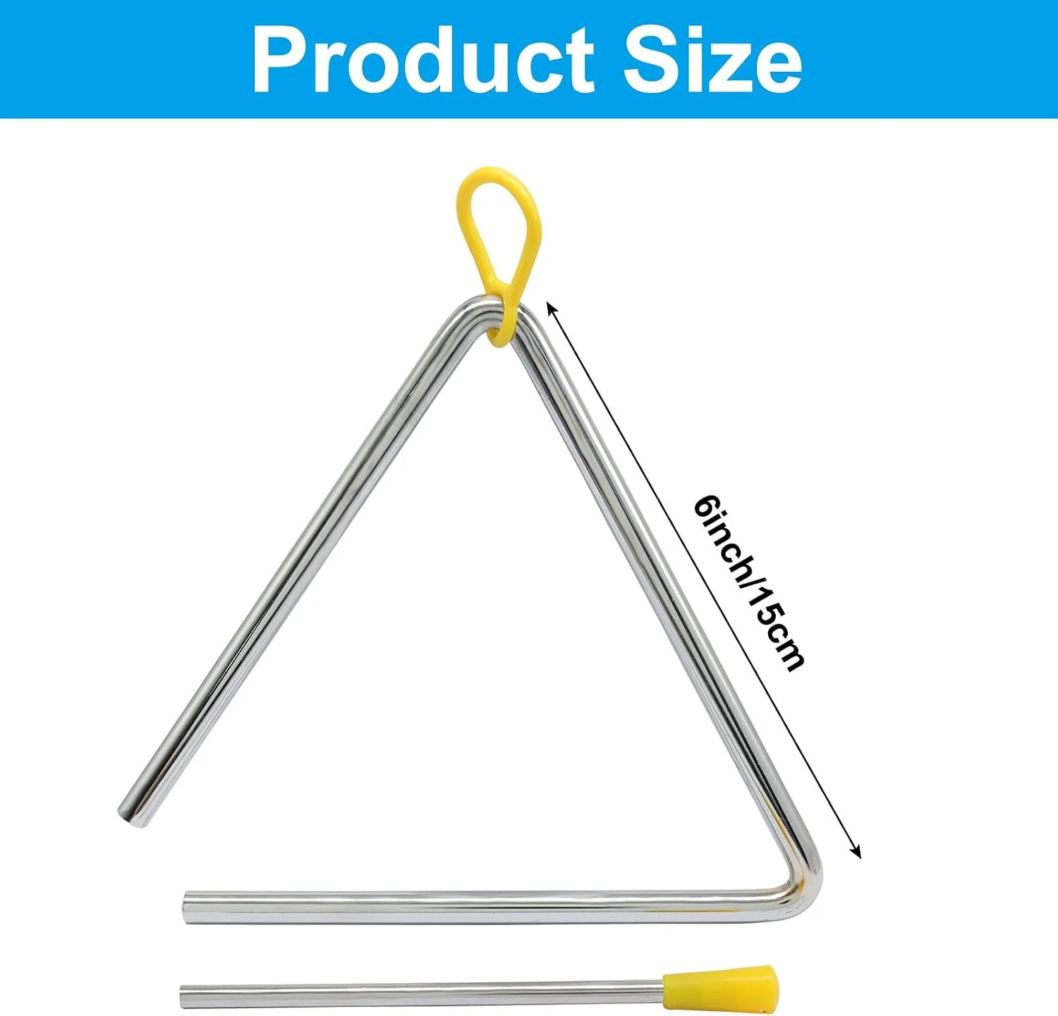 Superior Sound Quality Musical Steel Triangle Percussion Instrument With Striker