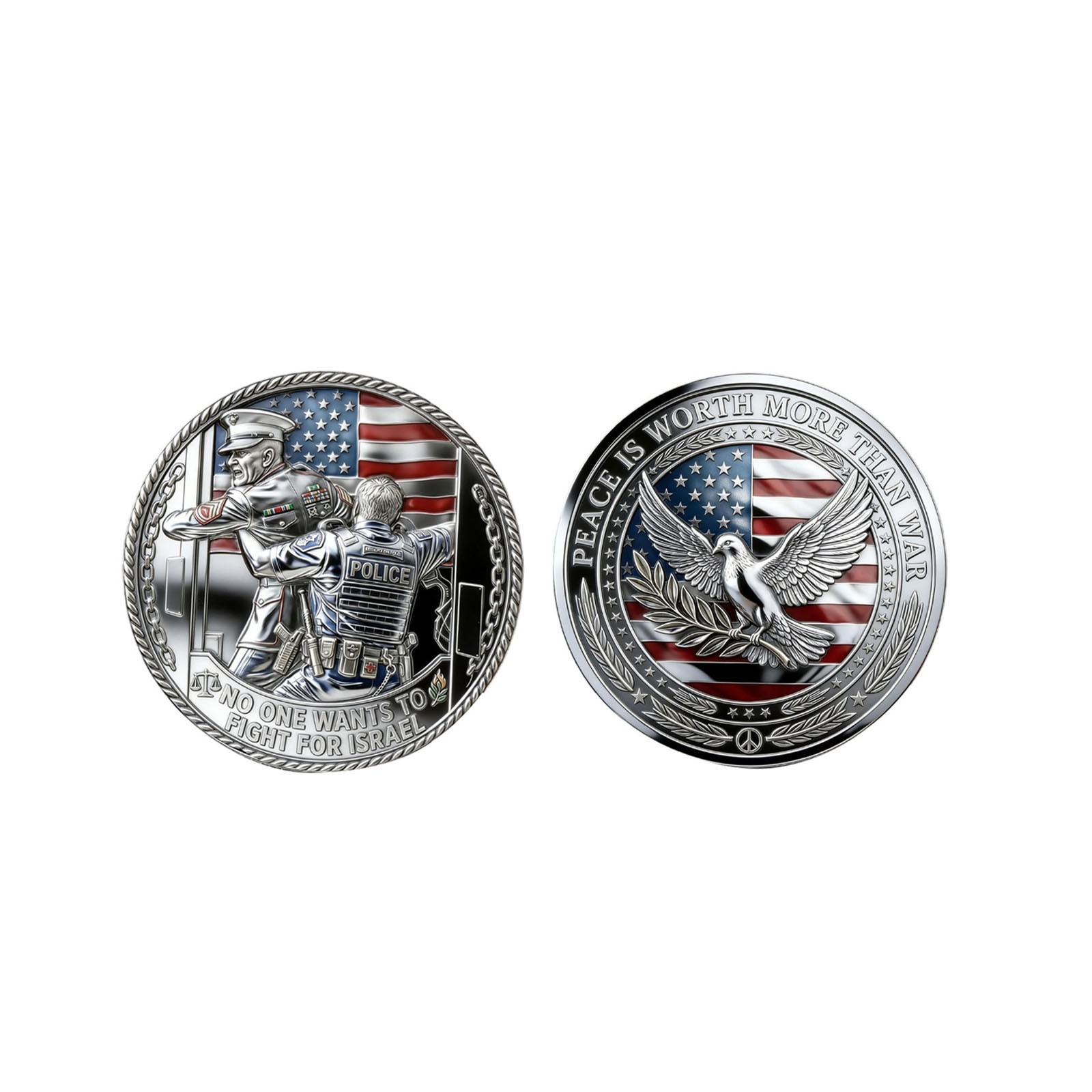 NO ONE WANTS TO FIGHT FOR ISRAEL Commemorative Coin PEACE IS WORTH MORE THAN WAR