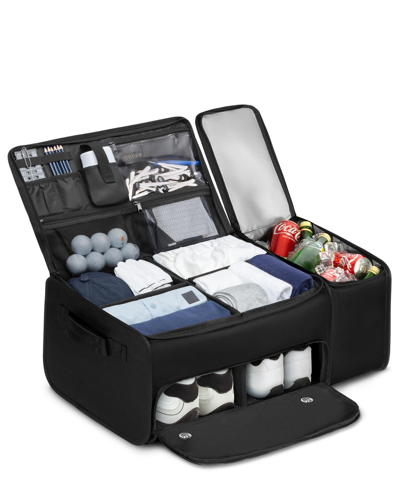 Golf Organizer for Car Trunk with Cooler, Anti-Sag 2-Layer Design