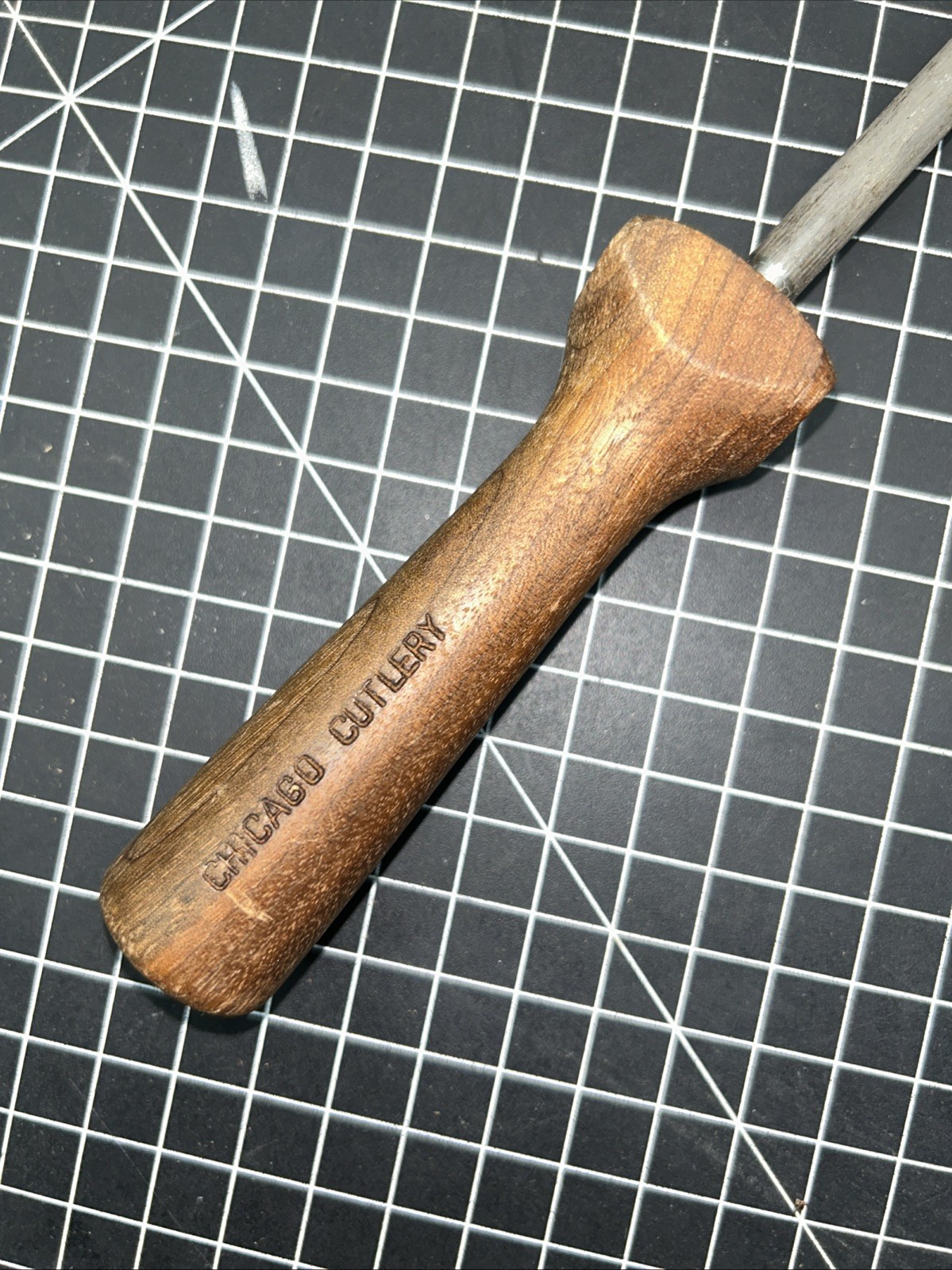 Chicago Cutlery Honing Steel Rod Knife Sharpener Solid Walnut Handle