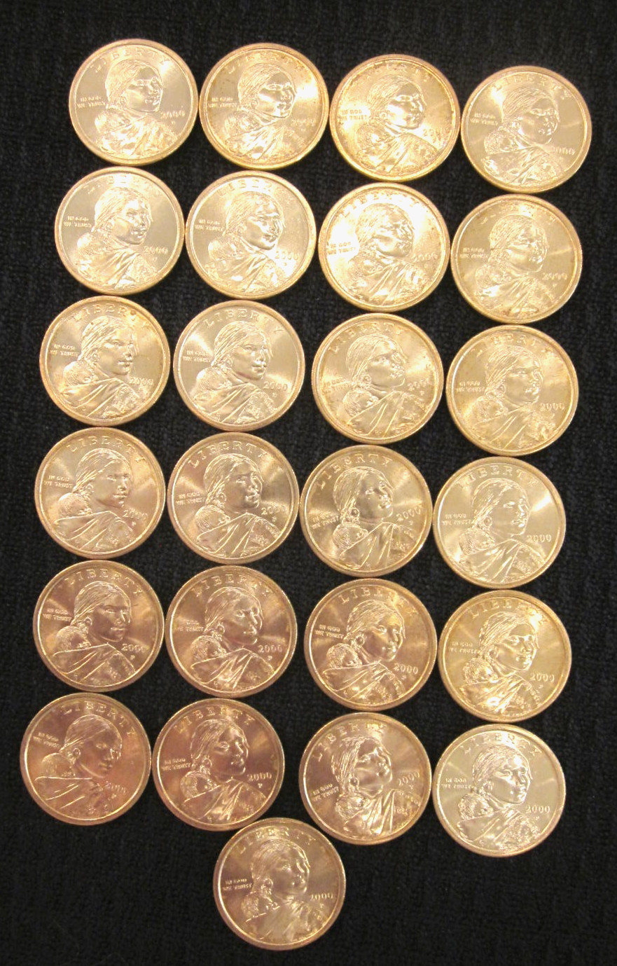 2000 P Sacagawea $1 Golden Dollar - Hand Wrapped Roll - 25 Coins AU Nice Coins!
