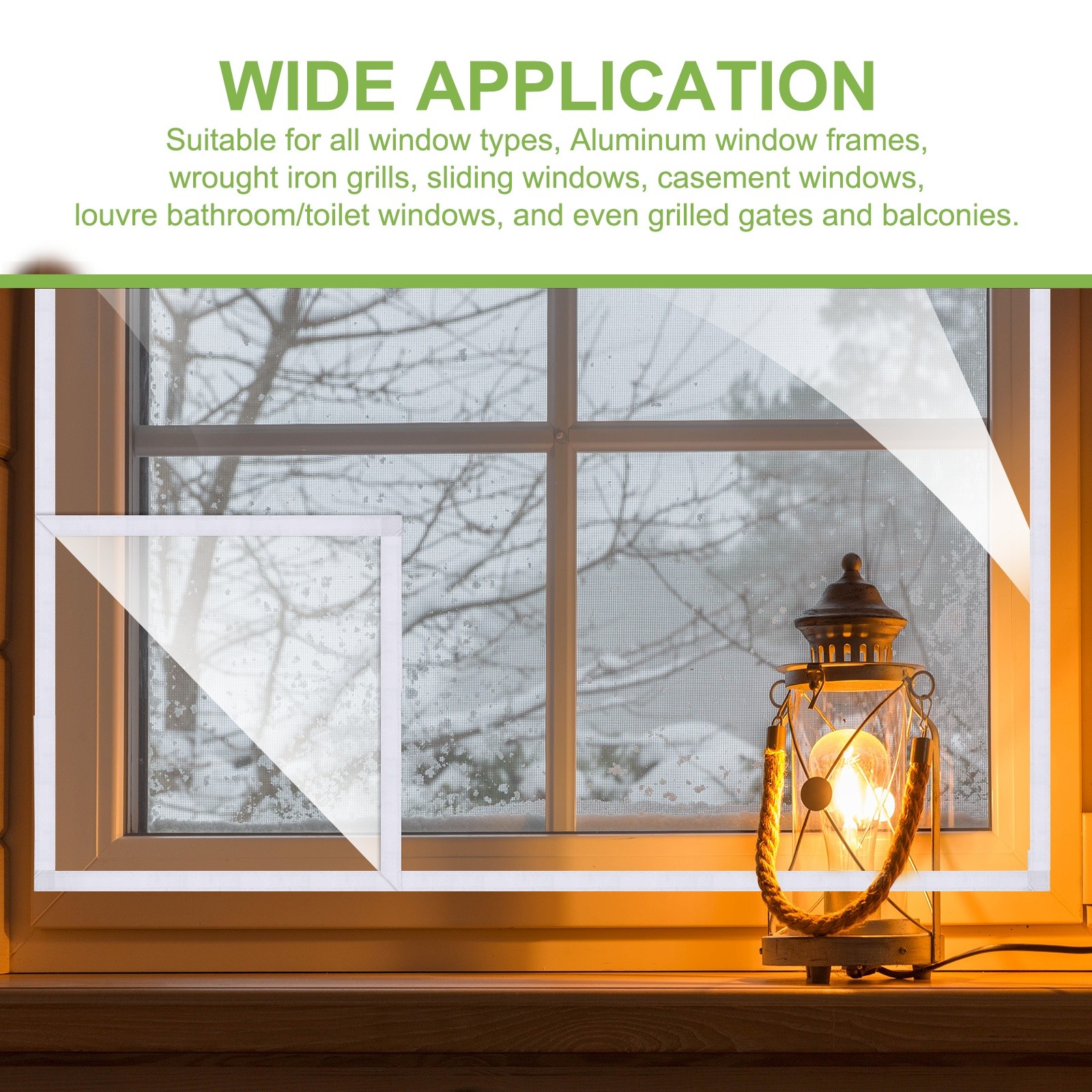 87" x 63" Window Insulation Kit Clear Plastic Window Covering Black