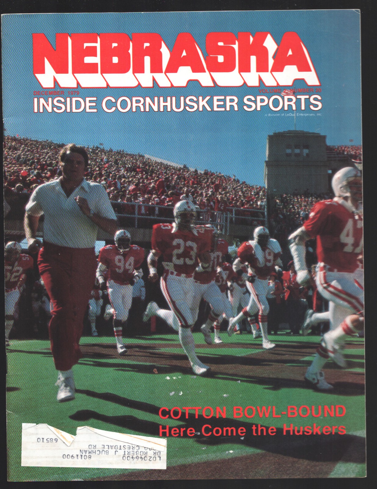 Nebraska-Inside Cornhusker Sports 11/1979-Cotton Bowl Bound-photos & info-NC