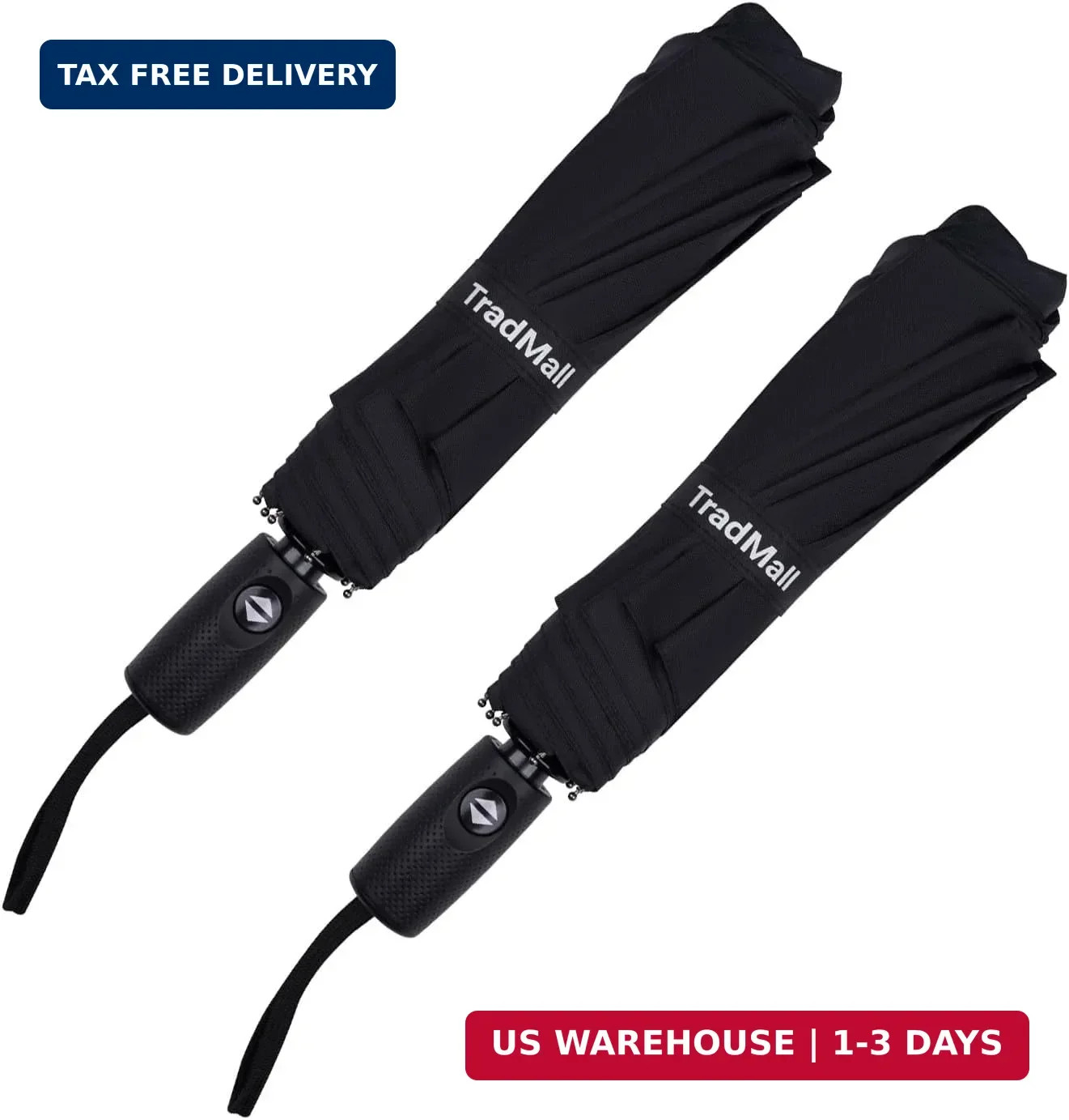 TradMall 2 Pack Travel Umbrella, Double Vented Canopy Windproof Automatic Strong