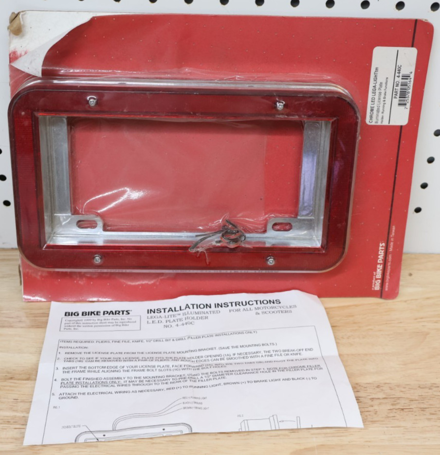 NEW Big Bike Parts Lega-Lite Running Brake Light Plate Holder 4-440 4-440C USA