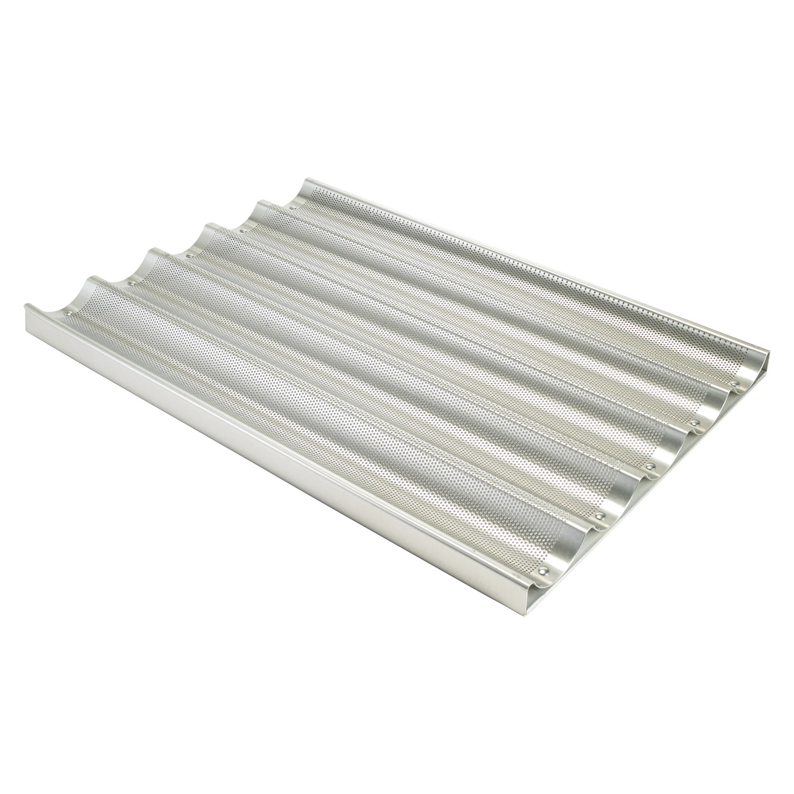 Winco ABPN-5 18" x 26" 5 Slot Perforated 16 Gauge Aluminum Baguette Pan