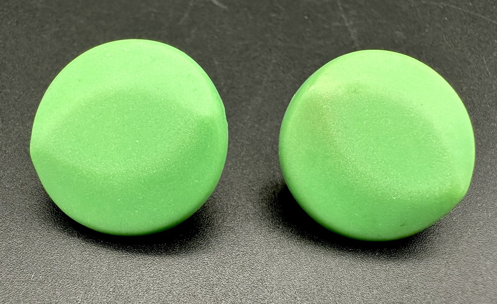 Vintage Round Lime Green Colored Pierced Earrings