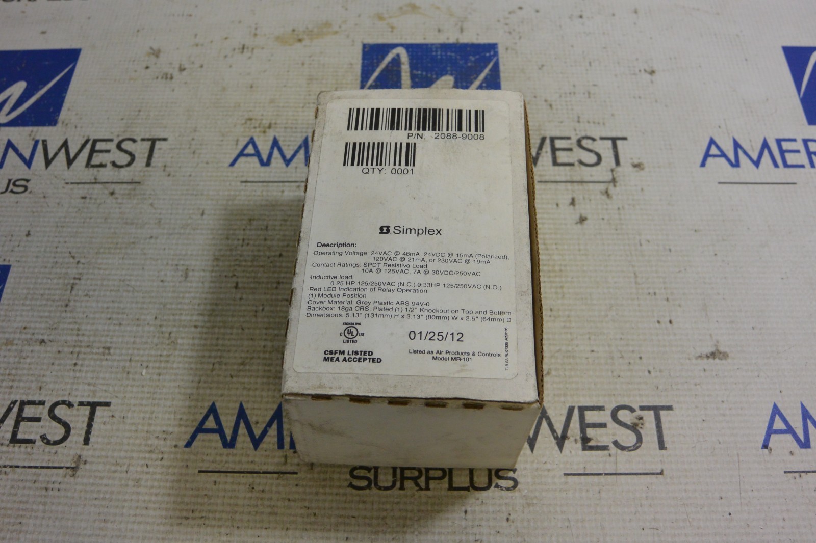 SIMPLEX 2088-9008 FIRE ALARM CONTROL RELAY NIB