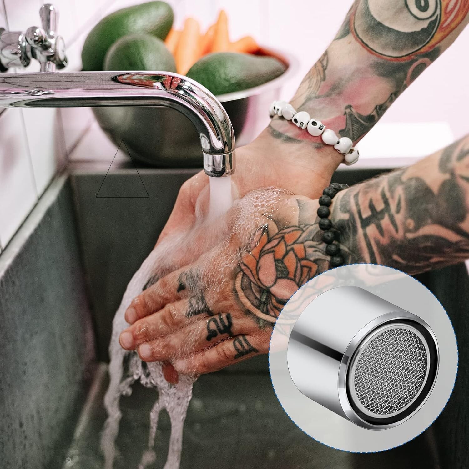 4 Pcs Bathroom Sink Filter Kitchen Faucet Aerator with Brass Shell Female Thread