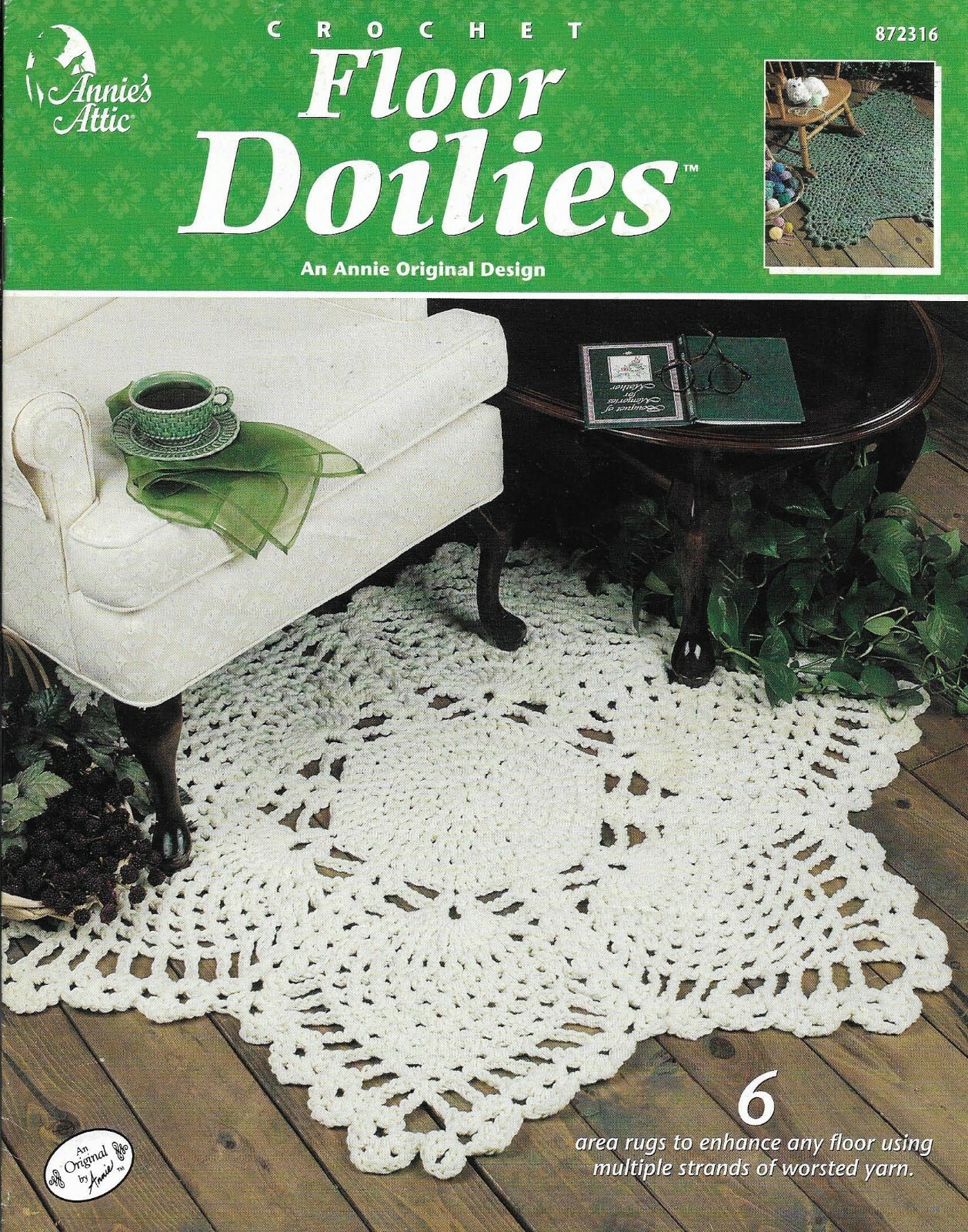 NEW FLOOR DOILIES 6 UNIQUE RUG DESIGNS ANNIE'S ATTIC CROCHET PATTERN BOOK HTF