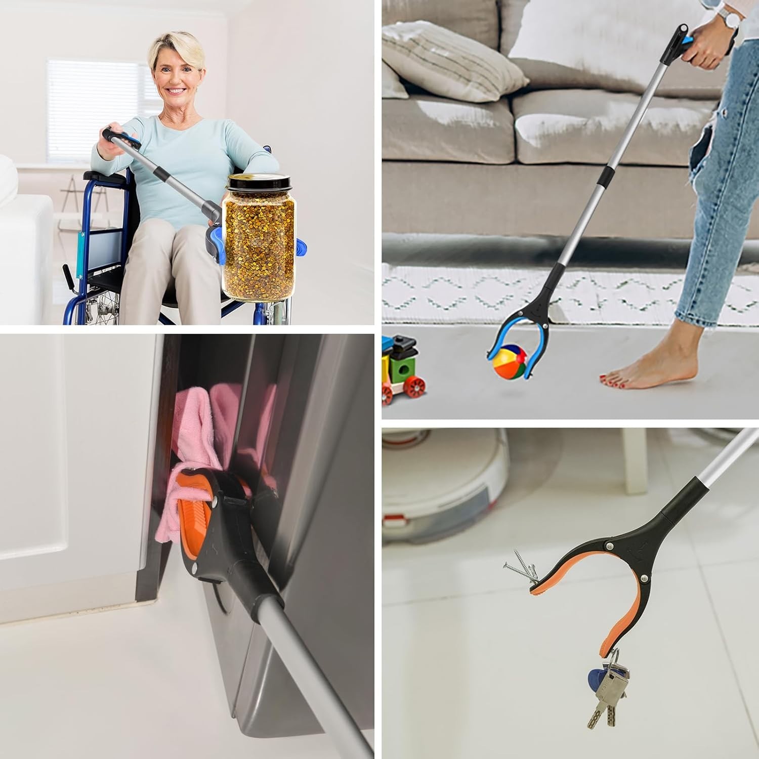 34" Grabber Reacher Tool, 2-Pack Foldable Reacher Grabber Pickup Tool with 36...