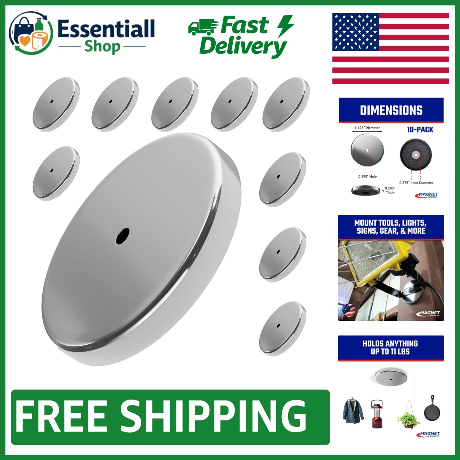 Versatile Ceramic Round Base Magnets, 16 lb Pull - Ideal for Home & Workshop Use