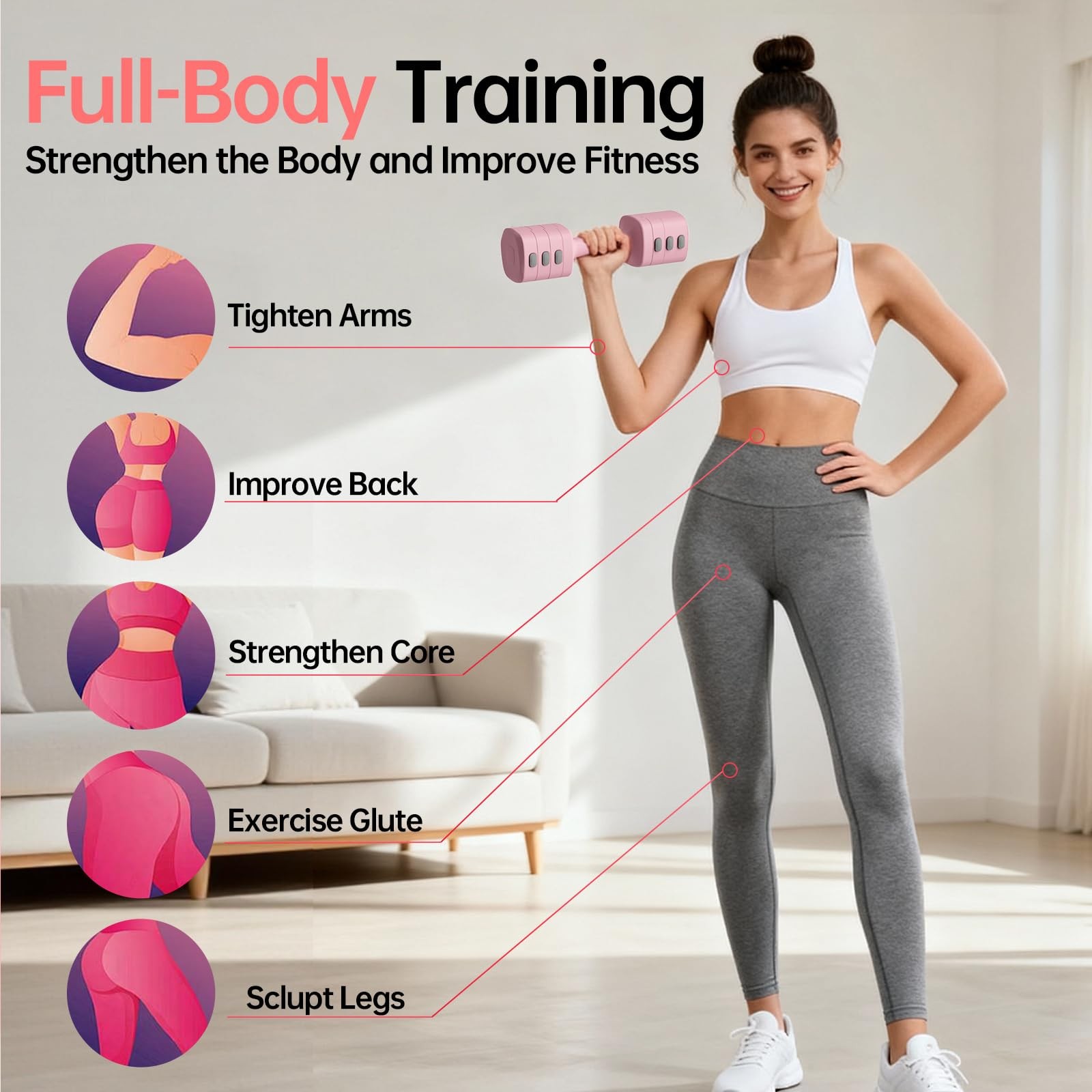 Flexella Adjustable Kettlebell Set, 4in1 Free Weight Kettlebell sets 5.5lbs 7...