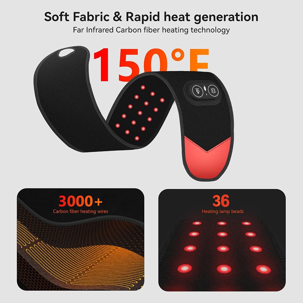 Cordless Hand Wrist Red Light Massager Pain Relief w/3Heat and 3 Vibration Modes