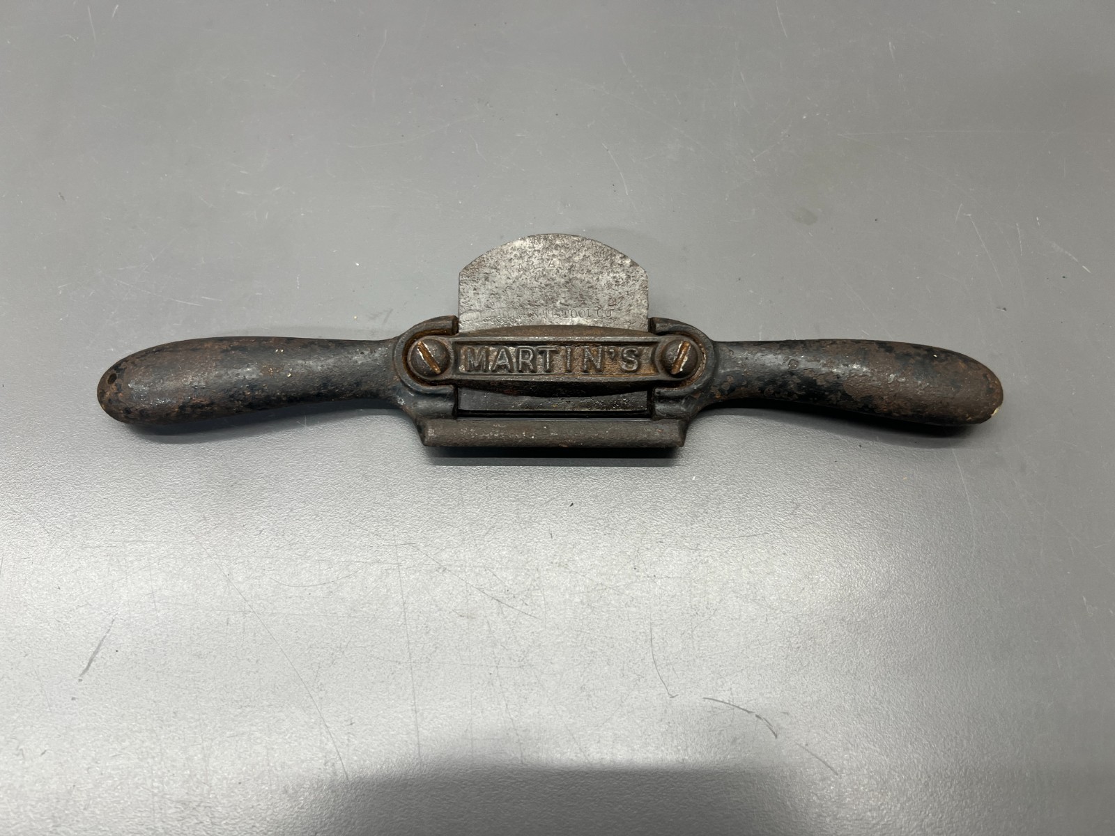 (l) RARE VINTAGE MARTINS MARTIN'S CURVED BOTTOM SPOKESHAVE 10.5" - MADE IN USA
