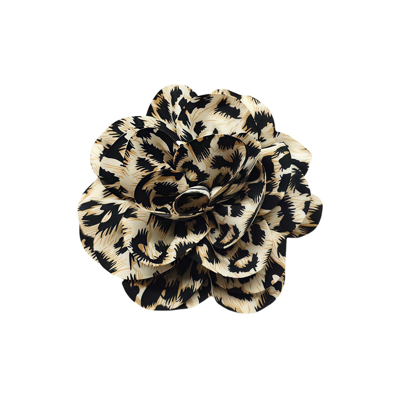 Classic Leopard Print Large Flower Brooch for Women Vintage Handmade Extra La...