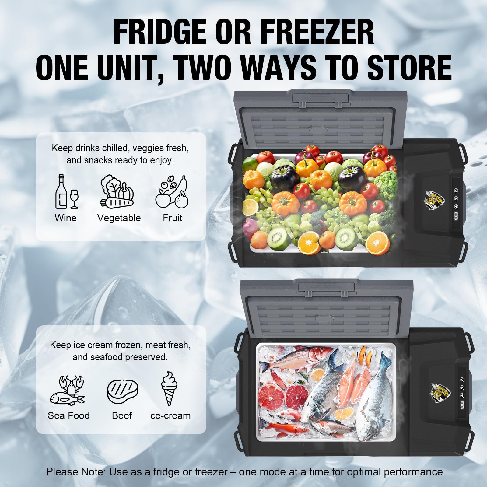YELLOW JACKET 12 Volt Car Refrigerator, 16 Quart Electric 16 Quart, Grey