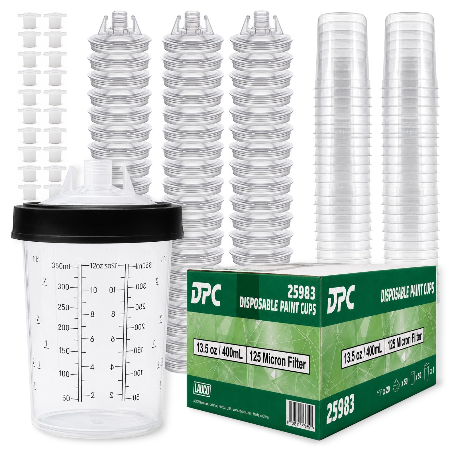 Disposable Paint Spray Cups System (125 Mic) - Size 400ML-13.5OZ - (25983)