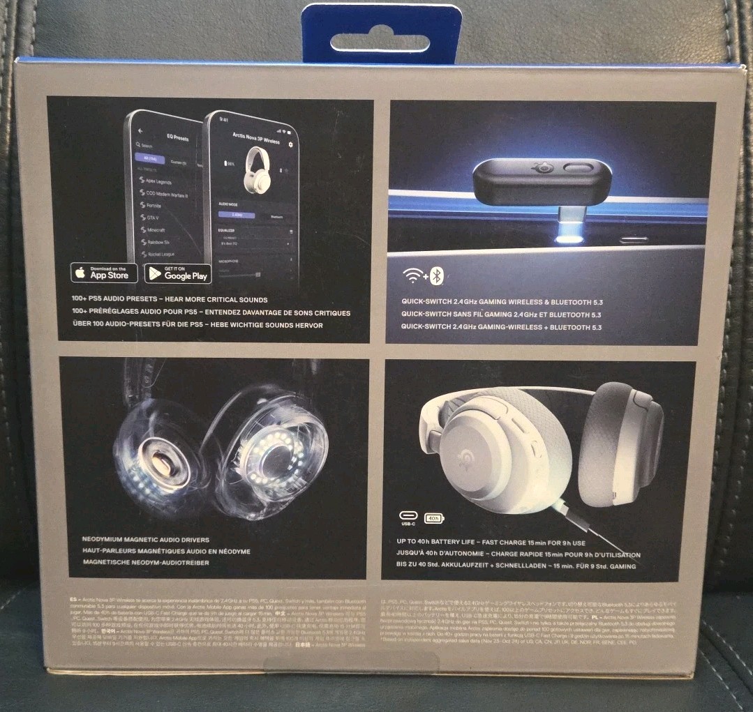 SteelSeries Arctis Nova 3P Wireless Multi-Platform Gaming Headset White 61687 Nw